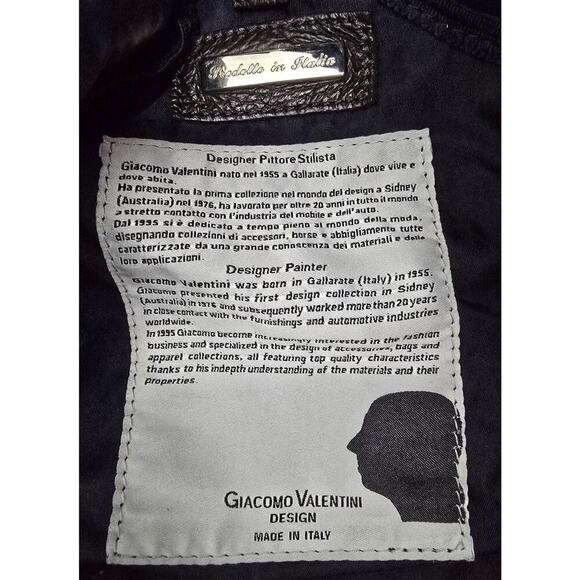 OROBIANCO Nylon Tote Bag Navy w/ Navy/beige webbing & Leather Trim Lg Made Italy - Picture 13 of 16